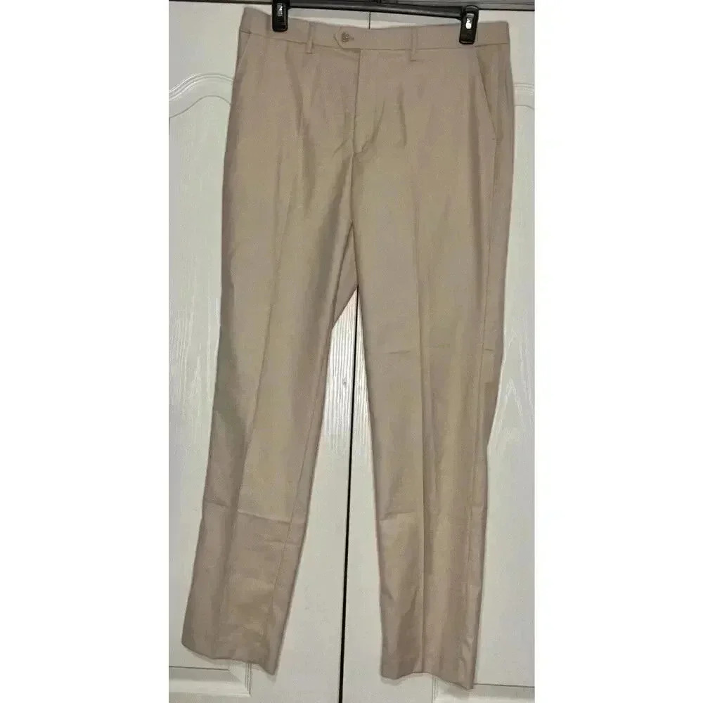 Wangyue Men's Slim Fit Stretch Suit Pants Size 36”Waist x 31” Inseam Pale Rose‎